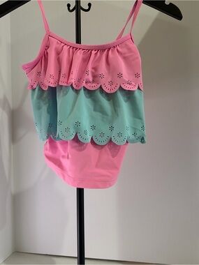 OshKosh B'gosh Pink and Aqua Layered Scallop Swim Bottoms